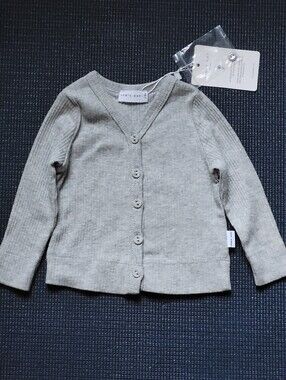 Jamie Kay Light Grey Ribbed Button Cardigan - 100% Cotton 0-3mth